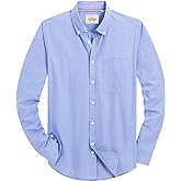 Alimens & Gentle Mens Solid Oxford Shirt Long Sleeve Dress Shirt Work Casual Button Down Shirts with Pocket