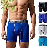 LUBOT 2026 New Men's Bamboo Viscose Underwear - Boxer Briefs, Soft Breathable Moisture-Wicking withSupport Pouch Fly, 4-Pack