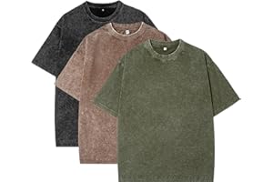 Eadali Men’s Oversized T-Shirts – Washed Cotton Loose Fit Tees, Drop Shoulder Crew Neck, Vintage Baggy Style Streetwear Tops