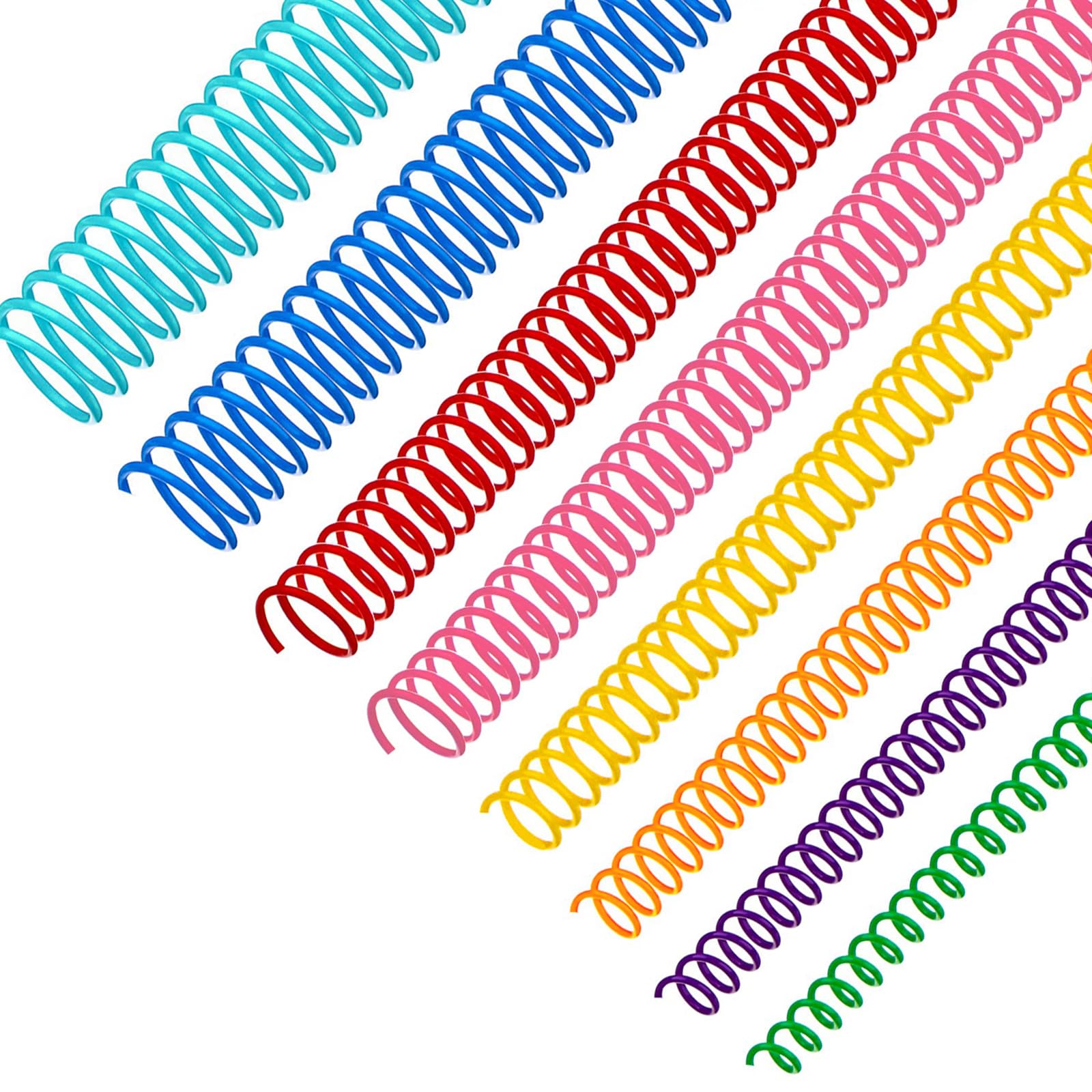 Photo 1 of 120 Pack Plastic Spiral Binding Coils Binder Binding Spirals Rings 8 Size Spiral Binding Wire Combs Spines Coils, 4:1 Pitch, 1/4 5/16 3/8 1/2 9/16 5/8 3/4 7/8 Inch (Multicolor)