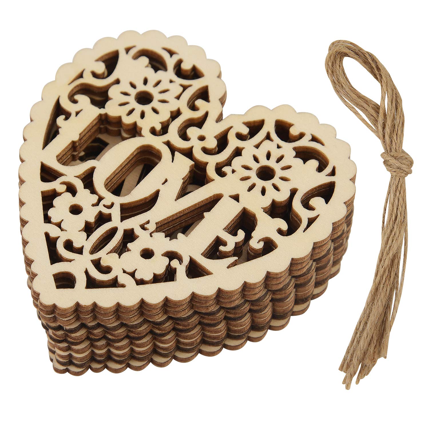 Tuparka 10 Pcs Love Hearts Decorations Wooden Hearts For Crafting