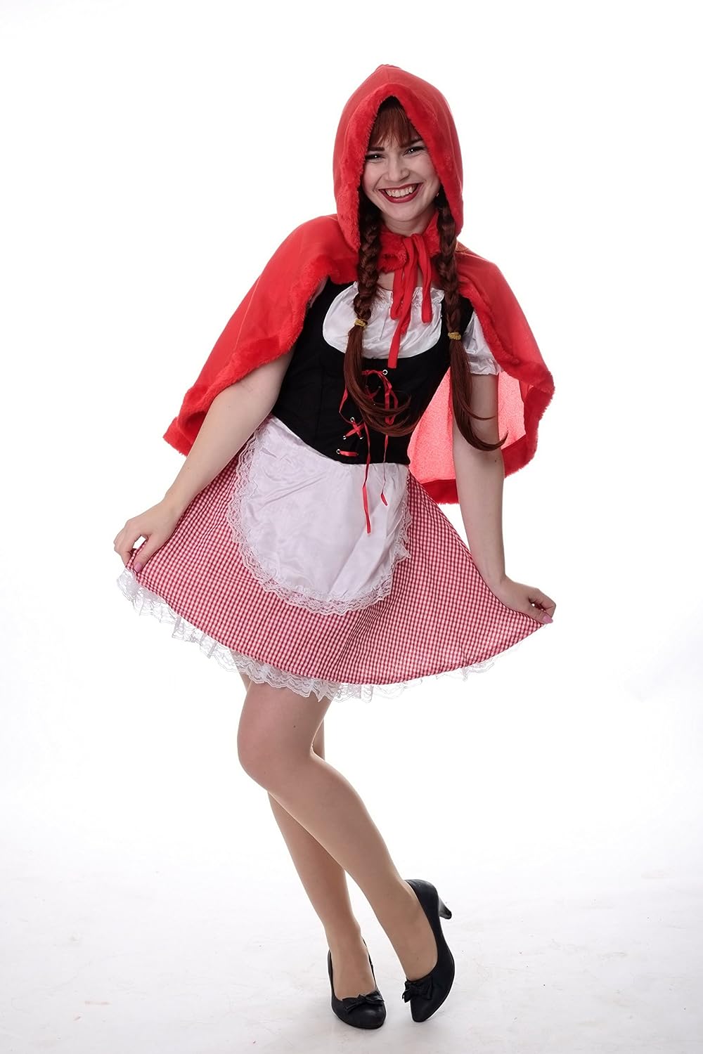 dressmeup - costume women's costume hood sexy red riding hood Size S/M L213, Red-black-white, S-M