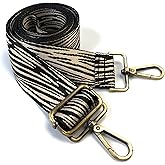 VersaKits Black Beige Tiger Purse Strap with Brass Hardware 1-1/2 Inch Wide Replacement Crossbody Guitar Style Shoulder Strap for Handbags Totes