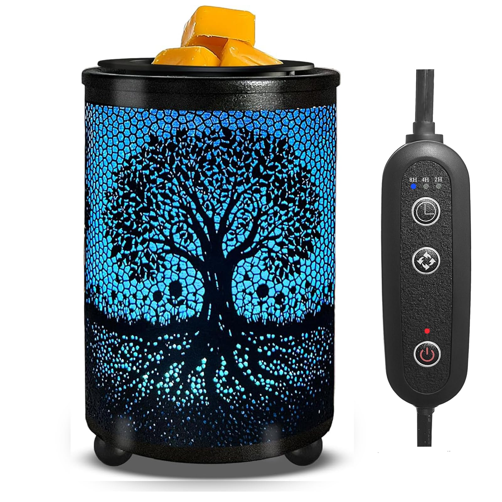 Leyoue Electric Wax Melt Warmer PTC Heating Plate with 7 Colors LED Changing Light Wax Warmer Fragrance Warmer for Home Office Gifts & Decor(Life Tree)