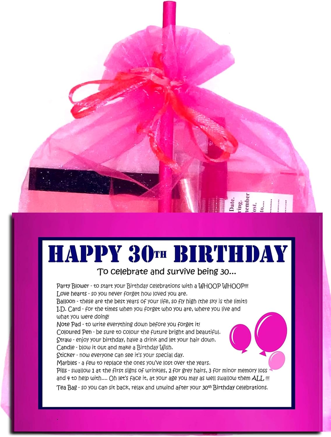 30th Birthday Survival Kit Gift Card Pink Amazon Co Uk Toys Games
