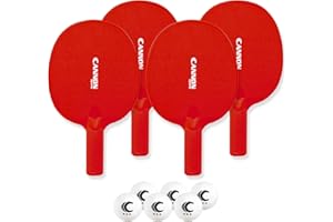 Cannon Sports Unbreakable Table Tennis Paddle Set - 4 Rackets with 6 Pack of 3-Star Table Tennis Balls – Portable Set for 4 Players
