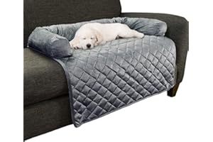 PETMAKER Couch Cover for Dogs - 35x35 Pet Furniture Protector with Memory Foam Neck Bolster, Quilted Fabric, and Water-Resist