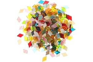 Joinpaya 200g Rhombus Mosaic Tiles Mixed Colors, Glass Mosaic Pieces for DIY Crafts, Turkish Lamp style Lantern Making Suppli