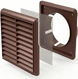 Kair Brown 100mm Louvred Wall Vent Grille with Flyscreen 155mm Front view 6