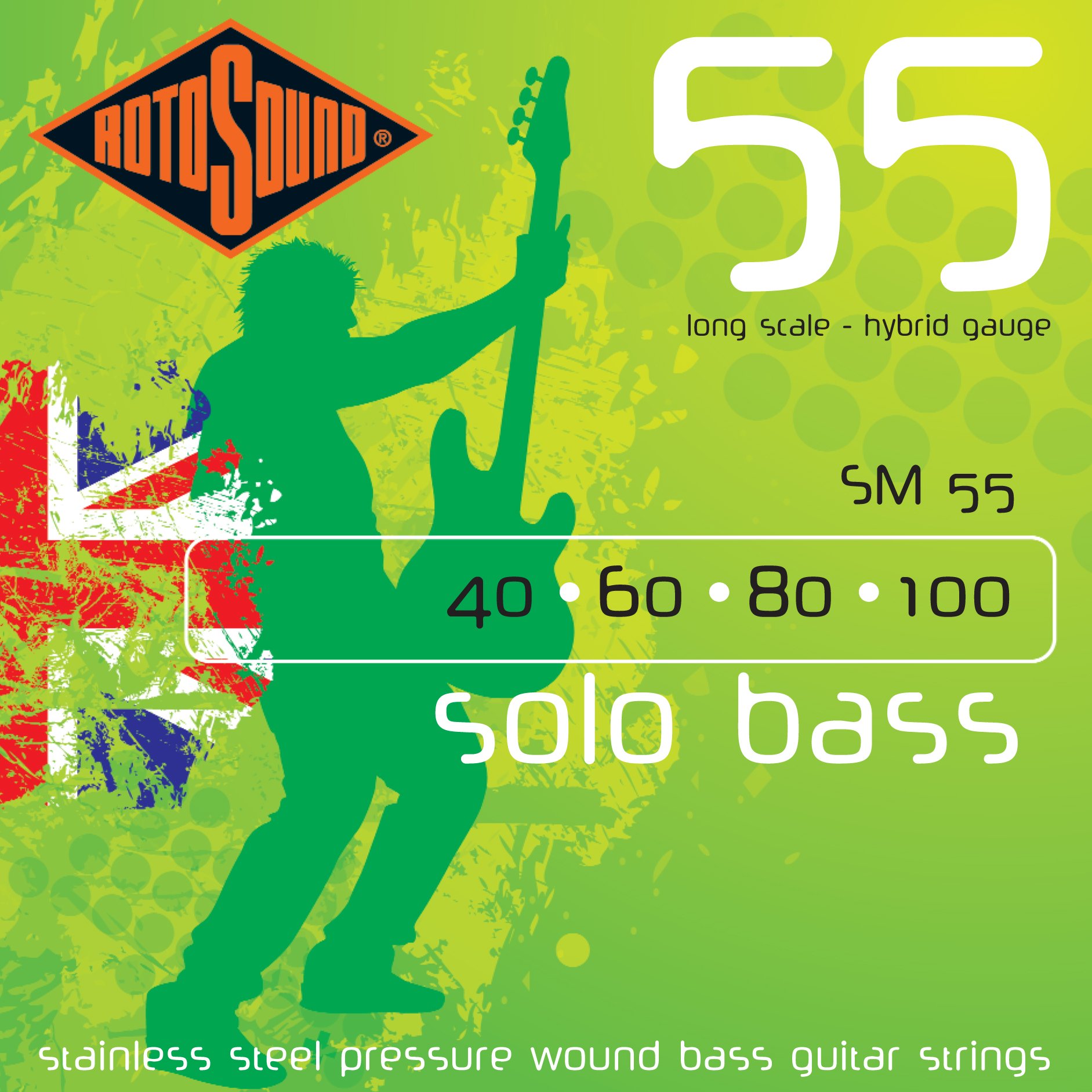 Rotosound SM55 Stainless Steel Standard Gauge Pressure Wound Bass Strings (40 60 80 100) — image 1