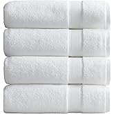 Springtree Home Luxury Bamboo Rayon Bath Towel Set of 4 | 35% Bamboo Rayon - 65% Zero Twist Cotton | Absorbent Quick-Dry Towels for Bathroom | Oeko-TEX Standard 100 Cotton | White - 4 Pack