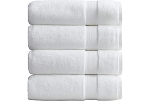 Springtree Home Luxury Bamboo Rayon Bath Towel Set of 4 | 35% Bamboo Rayon - 65% Zero Twist Cotton | Absorbent Quick-Dry Towels for Bathroom | Oeko-TEX Standard 100 Cotton | White - 4 Pack