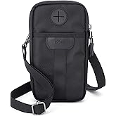 KIWIFOTOS Travel Cell Phone Pouch Belt Pouch, Dual Phone Holster Crossbody Bag with Shoulder Strap for iPhone 15 14 Pro Max Case Holder with Neck Lanyard Smartphone Walking Passport Wallet