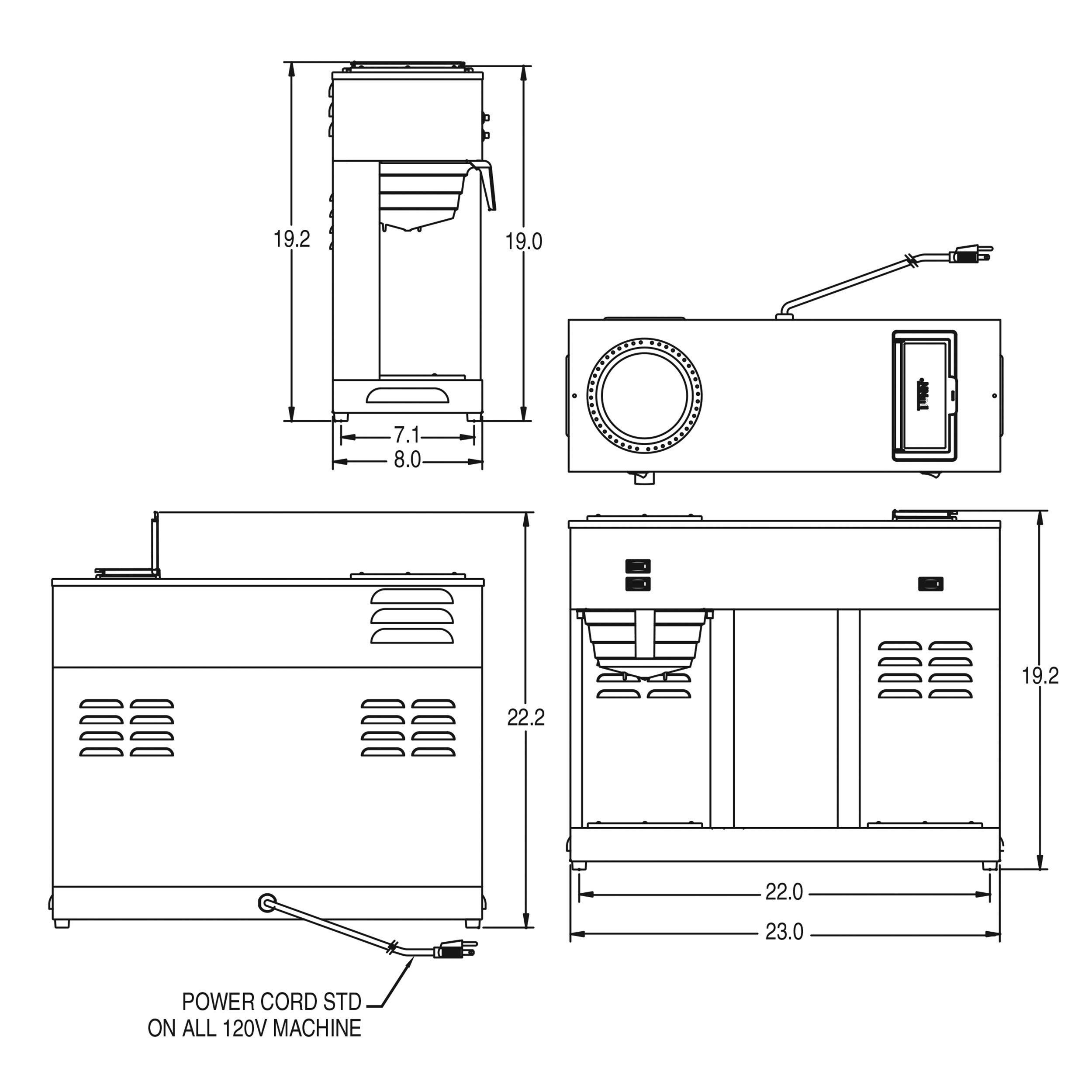 BUNN 04275.0031 Cafetera comercial VPS de 12 tazas, con 3 estaciones de calentamiento (120 V/60/1PH)
