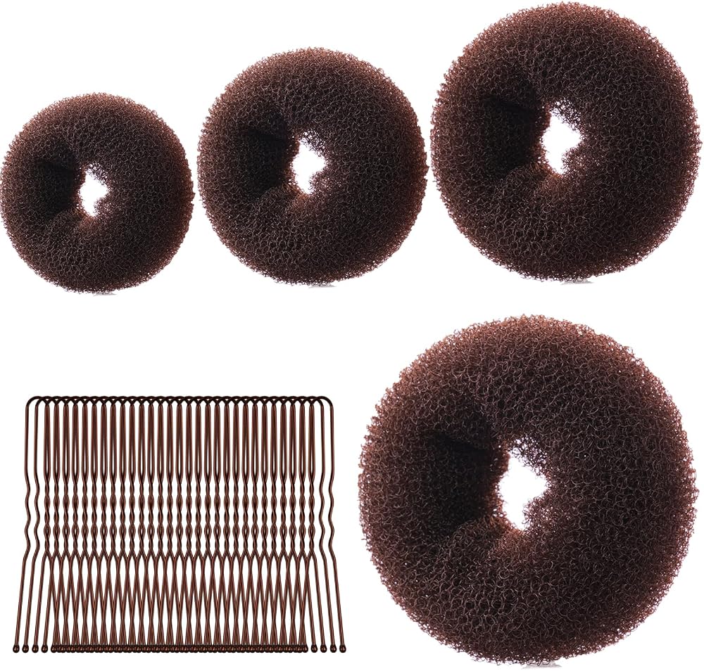URAQT Hair Donut Bun Maker Set 4 Pcs with 30 Pins Blonde Chignon Kit