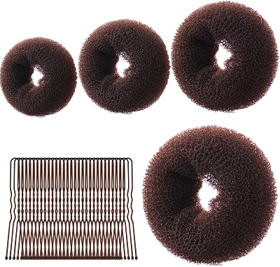 URAQT Hair Donut Bun Maker Set 4 Pcs with 30 Pins Blonde Chignon Kit