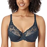 DELIMIRA Women's Plus Size Full Coverage Underwire Unlined Minimizer Lace Bra