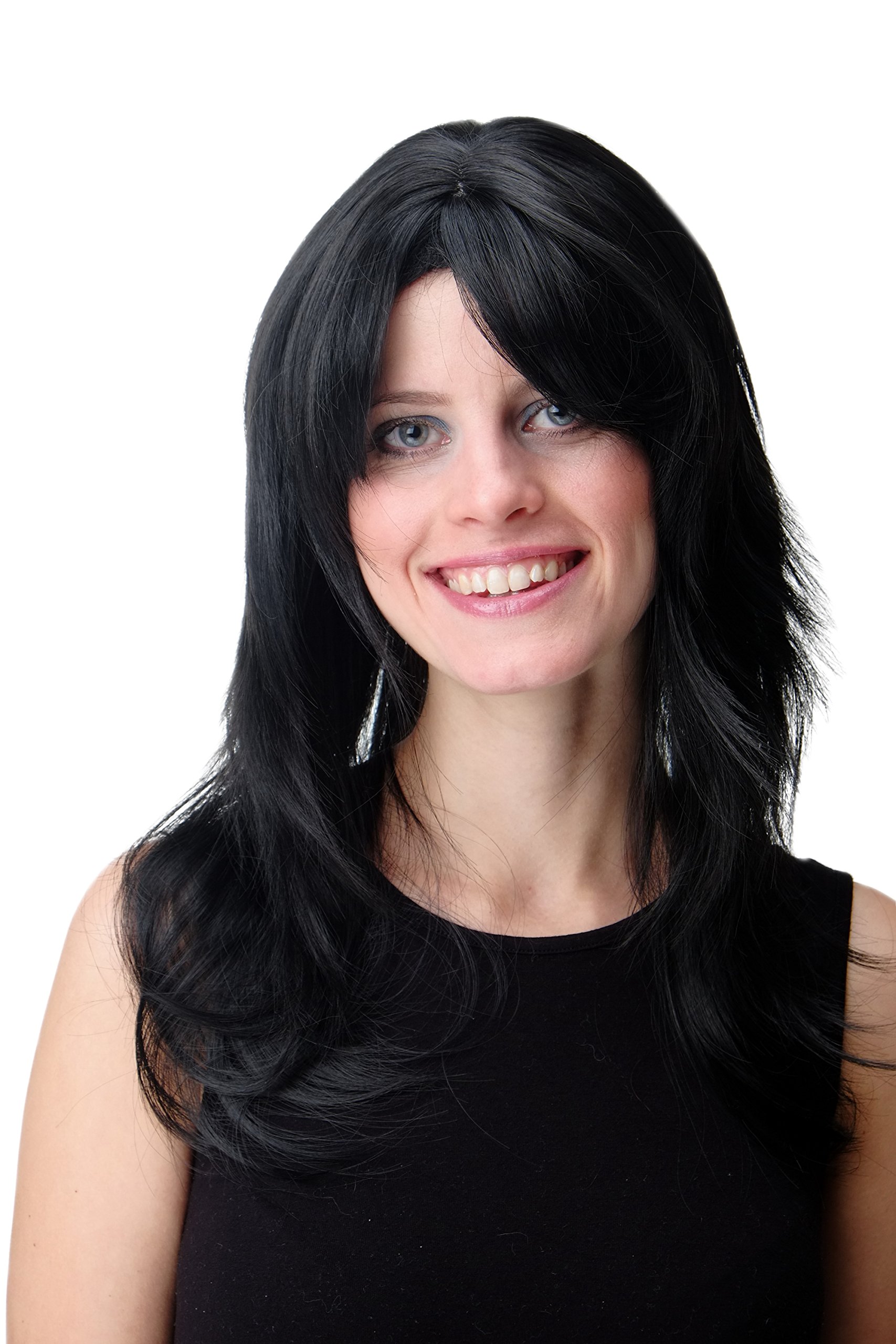 WIG ME UP - GFW242-1B Lady Quality Wig long slightly wavy long fringe parted sideways black