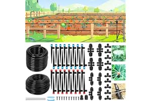 VATONY Drip Irrigation System – 2025 Upgraded Garden Watering System with 46FT 1/2'' Tubing, New Quick-Connect 1/4 inch Fittings Automatic Sprinkler for Garden Lawn Greenhouse Plant Flower Bed