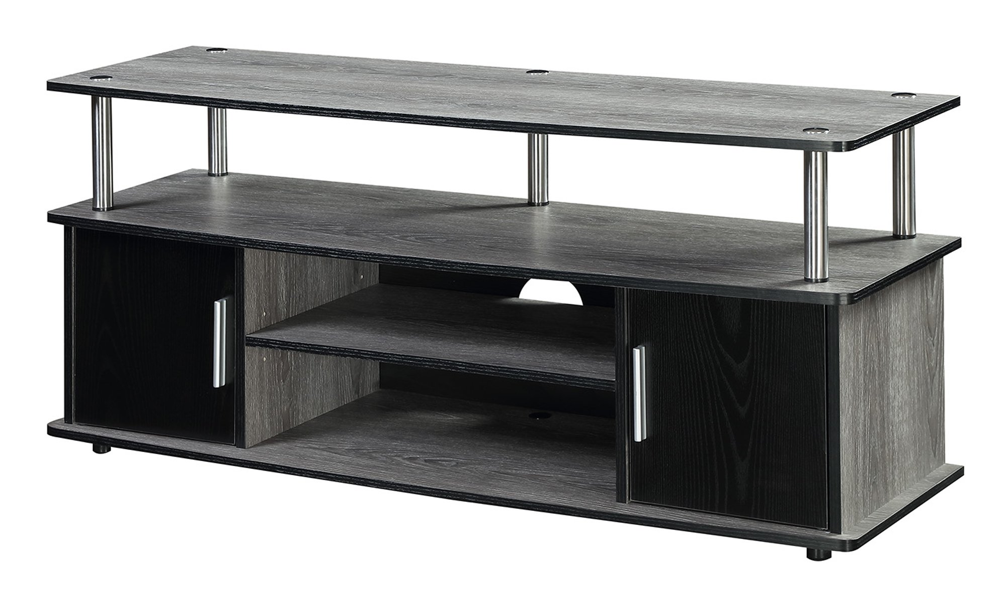 Photo 1 of *MISSING SOME ASSEMBLY SCREWS 13 OF 16 ACCOUNTED FOR* Convenience Concepts Designs2Go Monterey Stand Family Entertainment Center with Storage Cabinets and Shelves, Modern TV Console for Living Room, Office, 47.25", Gray, Black