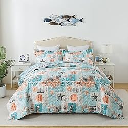 HoneiLife Quilt Set Queen Size - 3 Pieces Nautical