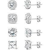 MILACOLATO Cubic Zirconia Stud Earrings for Women Men | 18K Gold Plated Hypoallergenic Sterling Silver Post Earrings | Big Brilliant Simulated Diamond CZ Halo Stud Earrings for Sensitive Ears