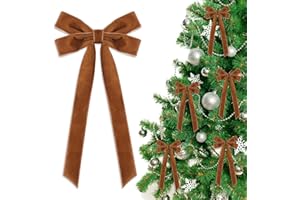 12 PCS Velvet Christmas Ornaments Decorations, 10.2'' Large Long Luxury Velvet Bows Ornaments for Christmas Tree, Indoor Bows