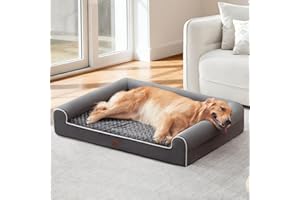 Warmrest Large Dog Beds Large Sized Dogs, Orthopedic XXL XL Dog Bed for Medium Size Dogs, Big Waterproof Couch Sofa with Removable Washable Cover for Pet, Dark Grey, 45"*35"*7"
