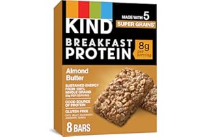 KIND Breakfast Protein Bars, Almond Butter, Healthy Snacks, Gluten Free, 8g Protein, 32 Count