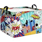 Clastyle 36L Rectangle Blue Comics Hero Kid Storage Basket Collapsible City Building Clothes Toy Nursery Bin Book Shelf Basket