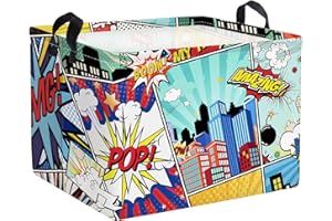 Clastyle 36L Rectangle Blue Comics Hero Kid Storage Basket Collapsible City Building Clothes Toy Nursery Bin Book Shelf Basket