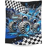 FLEXIMX Blanket for Boys, Truck Throw Blanket Gifts for Kids Boys Age 6-8, 40"x50" Cute Flannel Blankets Gift for Son Cars Lovers Lightweight Throws for Couch Sofa Bed Decor (Blue)