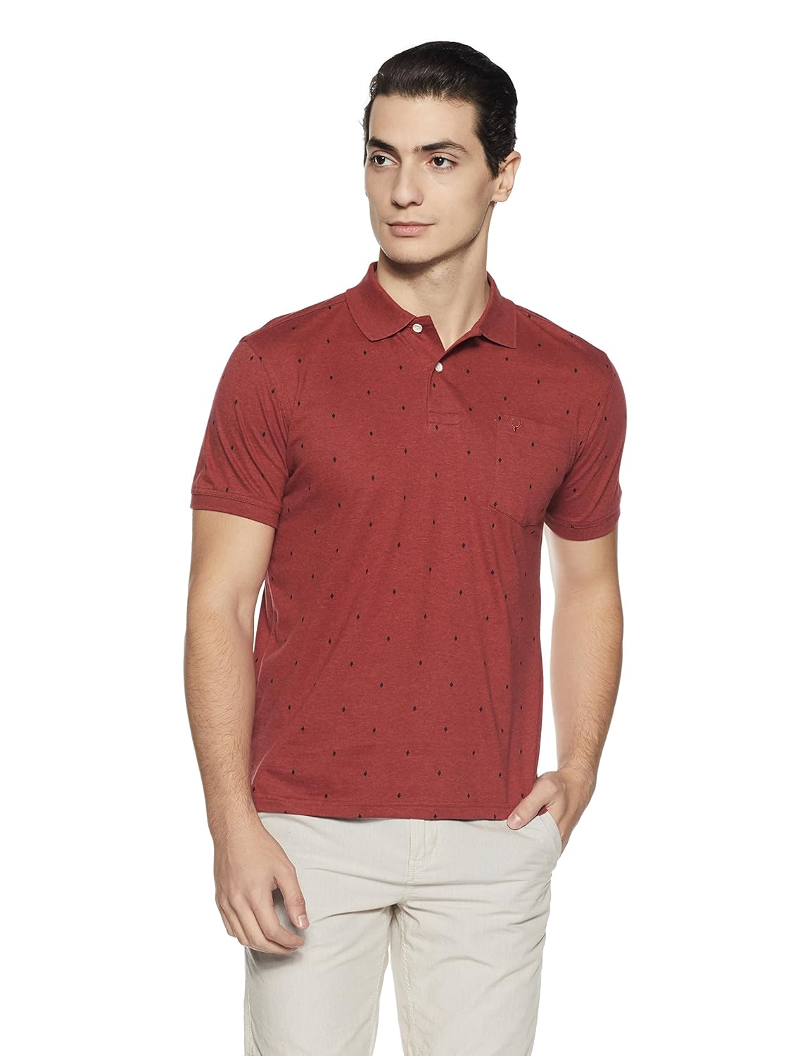 allen solly men's printed regular fit cotton polo