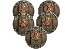 GENERIC Final Cent Memorial Coin (1909-2025) – Last Lincoln Penny Tribute Token, Historical Commemorative Coin for US Penny Era, Nostalgic Collector's Gift for History & Coin Enthusiasts (5pcs)