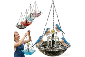 Solar Cascade Hanging Bird Bath Fountain,Outdoor Hanging Bird Bath with Solars Pump & Bowl,Attracting Wild Birds and Hummingb