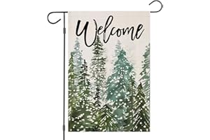 Ekorest Welcome Winter Garden Flags 12x18 Inch Vertical Double Sided, Christmas Watercolor Forest Small Yard Outside Decors, Xmas Seasonal Farmhouse Holiday Outdoor Décor (3-CHRIST-2)