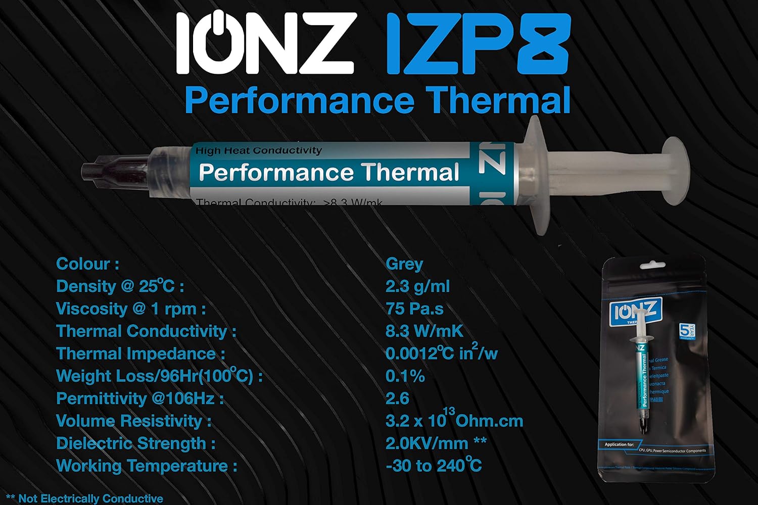 ionz IZP8 4 Grams Ultra High Performance Thermal compound, 8.3W/mK Heatsink Paste 4g For All CPU/GPU Coolers - Image 4