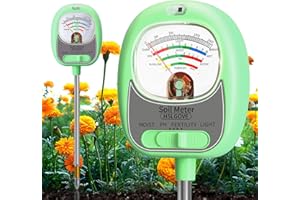 HSLGOVE Soil Test Kit,4-in-1 Soil Moisture Meter,Soil PH Meter/Fertility/Sun-Light, Large Dial Soil Tester,Moisture Meter for Plants, for Indoor& Outdoor Garden Use-Green