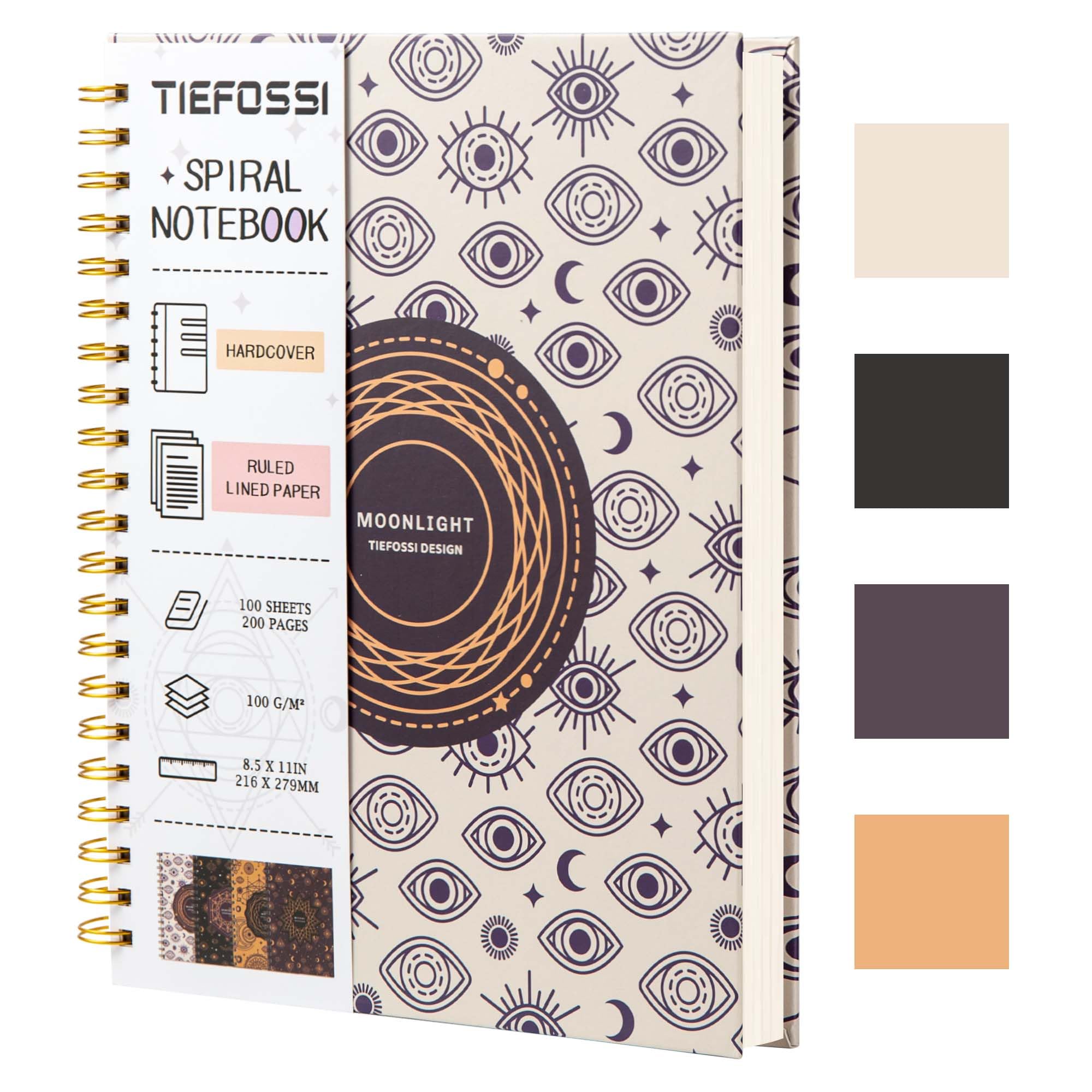 TIEFOSSI Spiral Notebook Journal, Large College Ruled/Line Spiral Notebook 216 X 297mm, Wirebound Office Journal, A4 Letter Notebook for Work Study, 100gsm Thick Paper,100 Sheets 200 Pages
