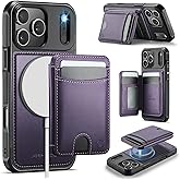 BOXDXB Compatible with Magnetic for iPhone 17 Pro Max Wallet Case, Upgraded 2-in-1 Detachable Kickstand Case, RFID Blocking PU Leather Protective Shockproof Cover & Card Holder for Women Men, Purple