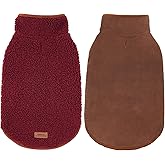 cyeollo Warm Dog Coat Fleece Sherpa Winter Sweater Coats, Turtleneck Dog Jacket Vest for Small Medium Large Dogs, Reversible Cold Weather Pet Coats, Burgundy, M