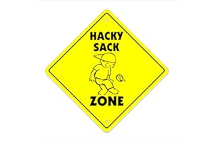 SIGNMISSION Hacky Sack Crossing Sign Zone Xing | Indoor/Outdoor | 17" Tall Plastic Sign kick college game foot sack