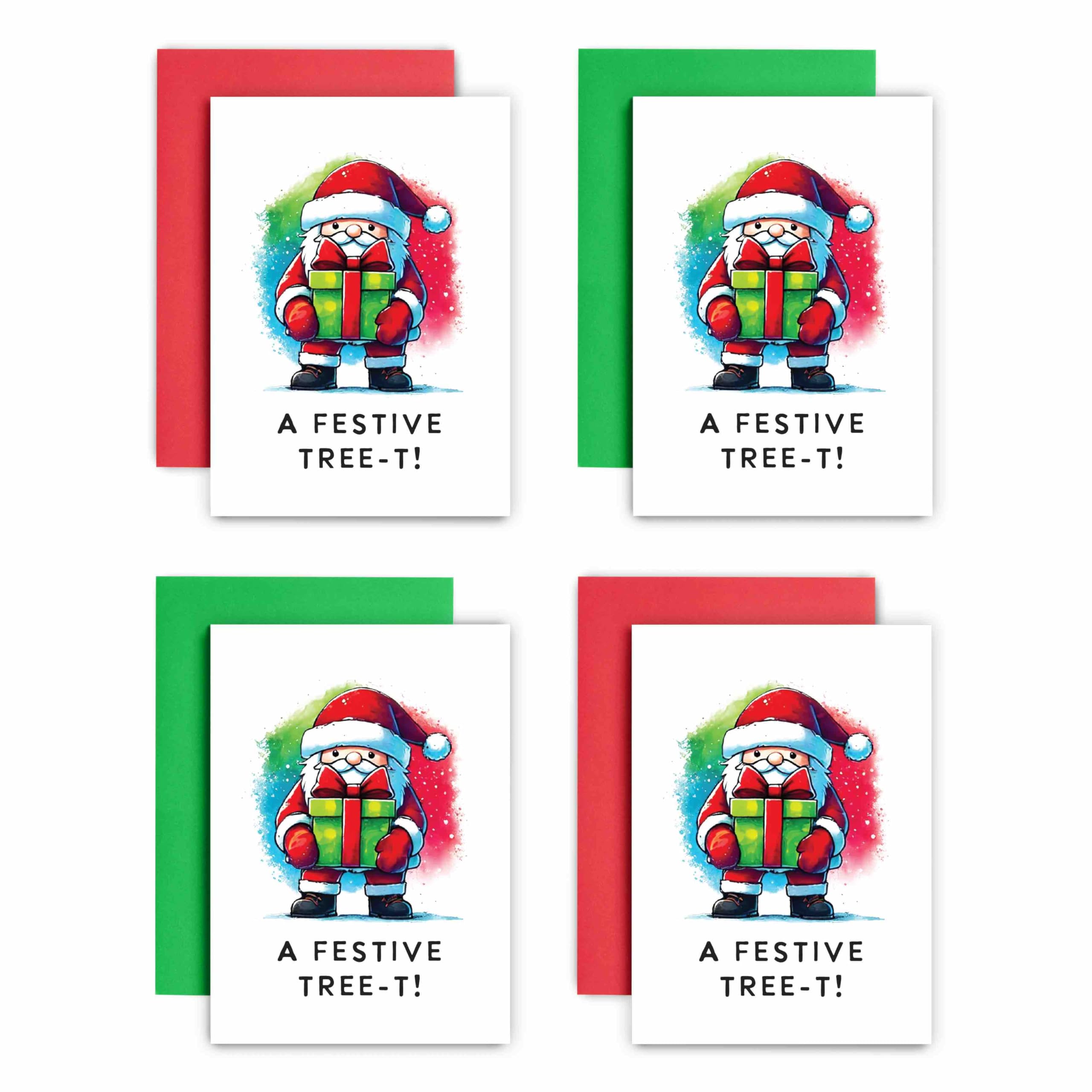 Huxters Money Christmas Cards Wallets Pack of 4 Pack Contains Festive Santa Present Design - Universal Wallet for Cash Voucher and Voucher on Display Card A6 Size