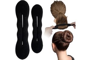 Lekgavd 2 PCS Hair Bun Maker, 2 Sizes Sponge Hair Updo Shaper for Women, Classic Lazy Hair Curler Clip Ties, Hair Styling Accessories for Long, Curly, Straight Hair - Black