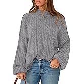 PRETTYGARDEN Womens Sweater 2026 Long Sleeve Crewneck Cable Knit Oversized Sweaters Pullover Exposed Seam Spring Outfits
