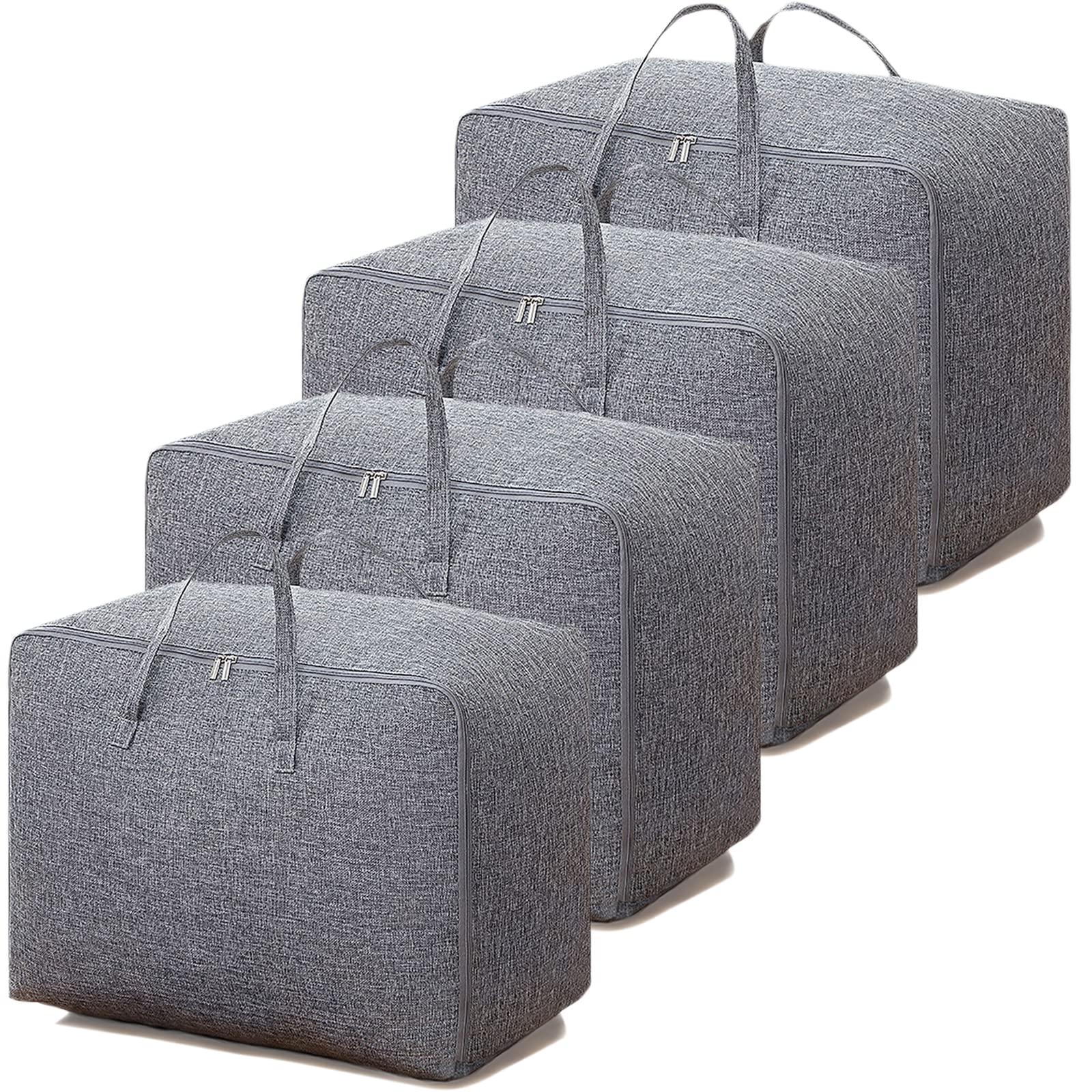 100L Clothes Storage Bag, 4PCS Duvet Storage Bags King Size, Storage Bags for Comforters, Clothes, Quilt, Blankets, Bedding, Duvet Bags, laundry bags, Underbed Storage Bags with Zips, No-smell