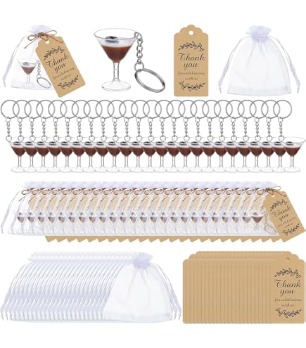 Espresso Martini Partyset – 24 Schlüsselanhänger Mit Organzabeuteln – Dankeskarten