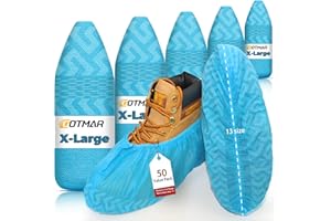 GOTMAR X-Large 50 Pack Breathable Shoe Covers Disposable for Indoors - Reusable Non-Slip Blue Booties, Fits Up to Men’s Size 13, Ideal for Home, Office & Travel, Doubles as Travel Shoe Bags
