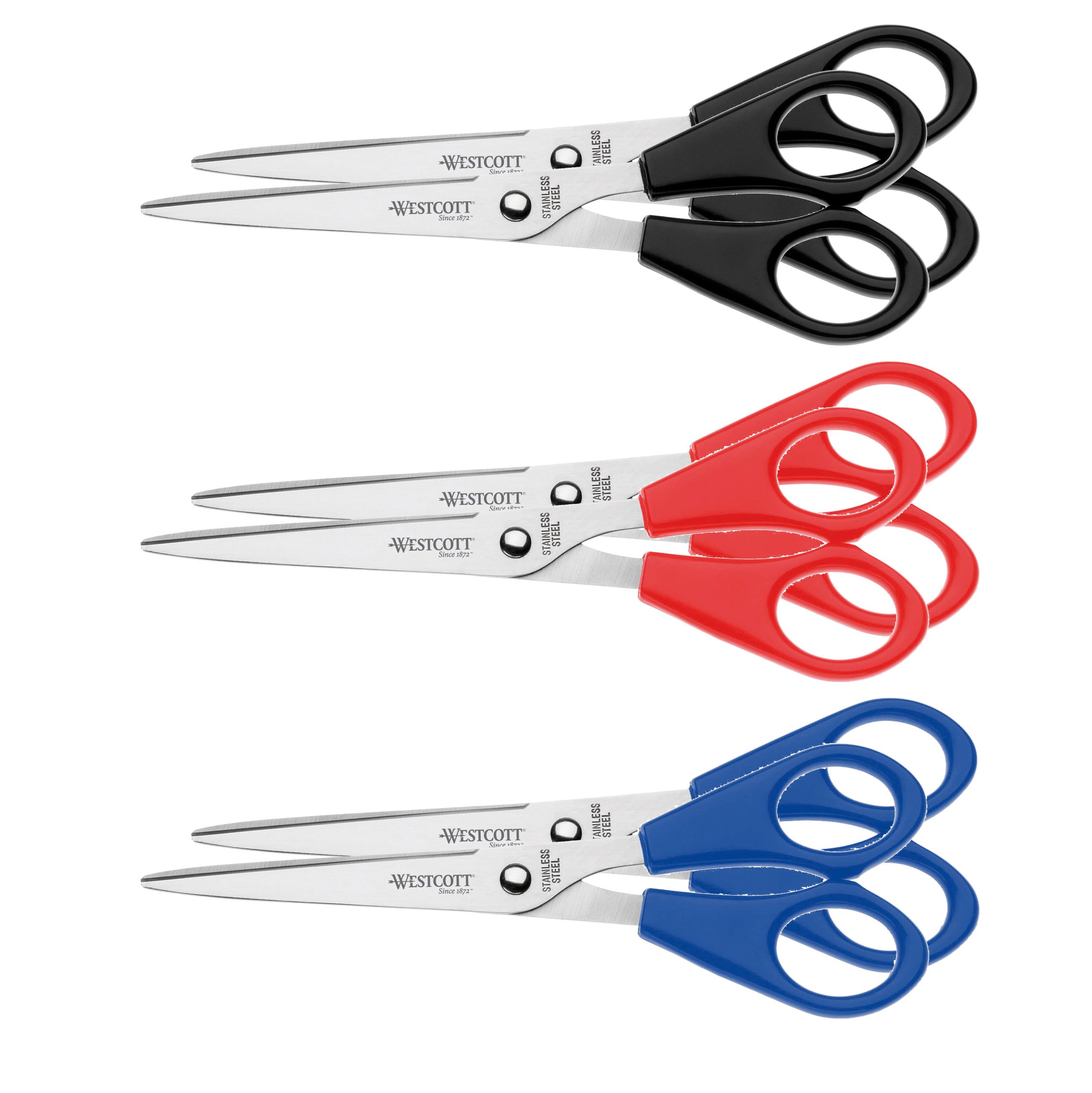 Westcott E-31031 00 I Scissors-Set Office with Plastic Handle, 15 cm, 18 pcs, Black/Blue/Red