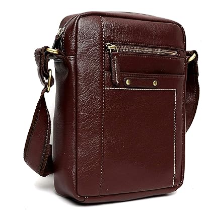 KOMTO Men Brown Shoulder Bag Handbag Composite Leather Bag // Sling Bag // Messenger Bag for Men